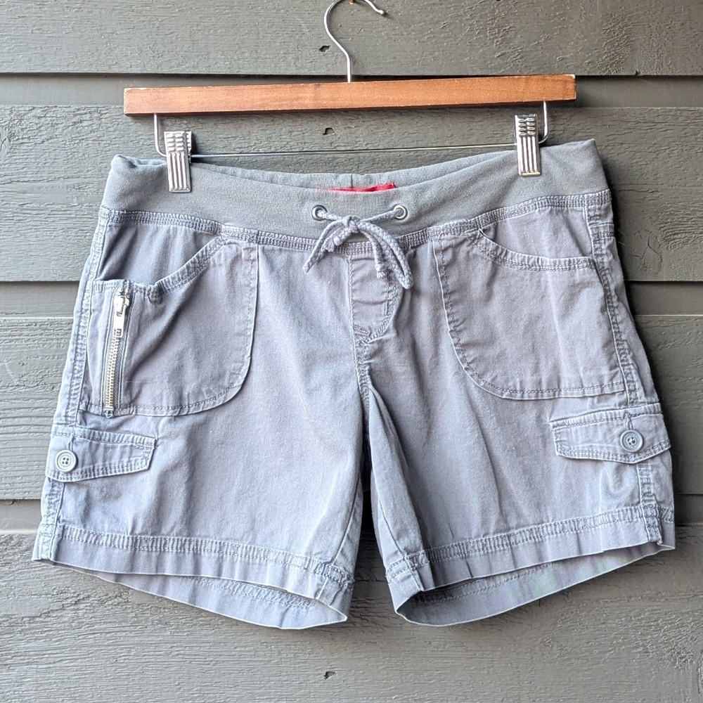 Unionbay Retro Y2K Gray Drawstring Waist Shorts Pockets Size 7